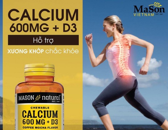Mason Calicum 600mg + D3 - Viên nhai bổ sung canxi và D3