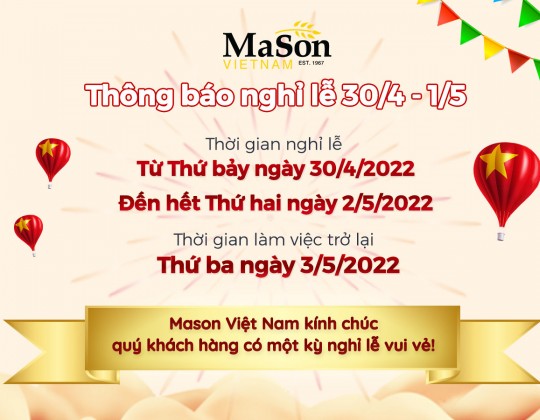  Thông báo lịch nghỉ lễ 30/4 – 01/5/2022 của Masson Việt Nam