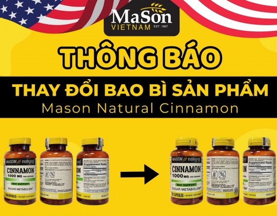 Thông báo: Thay đổi bao bì sản phẩm Mason Natural Cinnamon