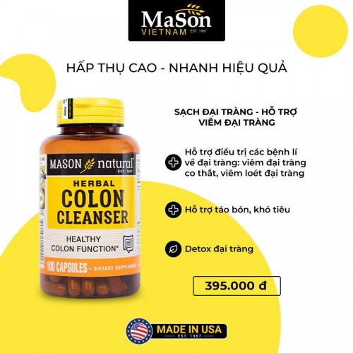 Mason Colon Herbal Cleanser May Support - Sạch đại tràng, hỗ trợ viêm đại tràng