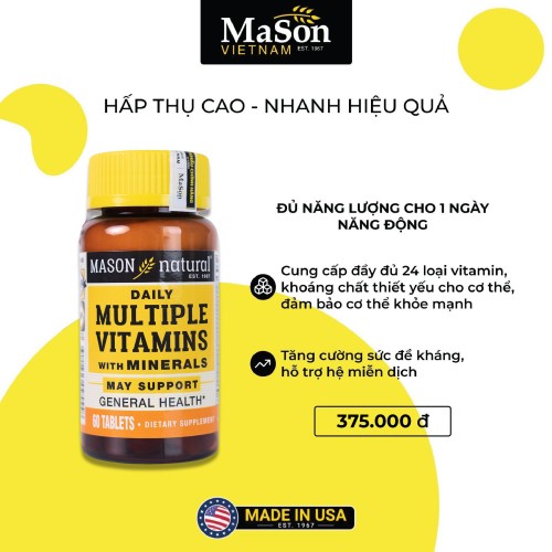 Mason Daily Multiple Vitamins With Minerals - Đủ năng lượng cho 1 ngày năng động