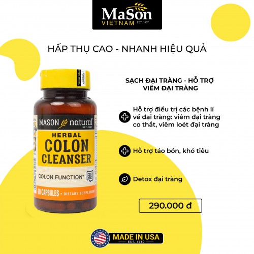 Mason Natural Colon Herbal Cleanser - Sạch đại tràng, hỗ trợ viêm đại tràng (60 viên)