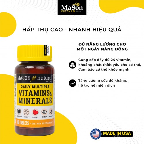 Mason Natural Daily Multiple Vitamins With Minerals - Đủ năng lượng cho 1 ngày năng động