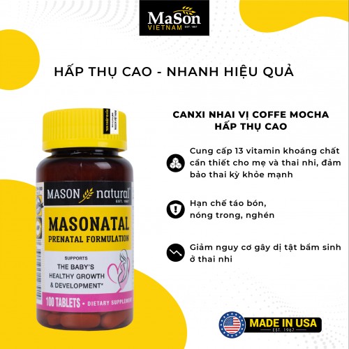 Mason Natural Masonatal Prenatal Formulation - An toàn cho phụ nữ có thai và cho con bú