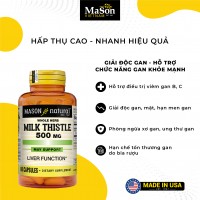 Mason Natural Milk Thistle 500mg - Giải độc gan, hỗ trợ chức năng gan khỏe mạnh