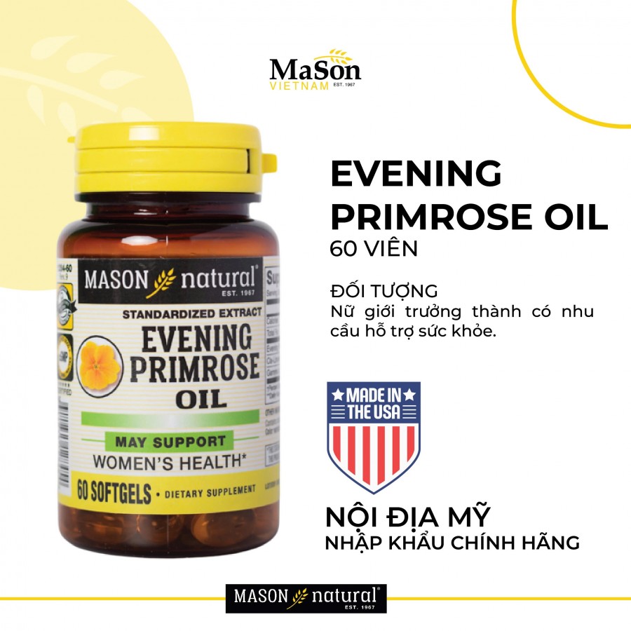 Mason Natural Evening Primrose Oil - Hỗ trợ tăng cường sức khỏe nữ giới