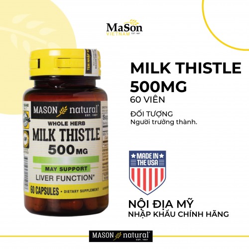 Mason Natural Milk Thistle 500mg - Hỗ trợ giải độc và tăng cường chức năng gan