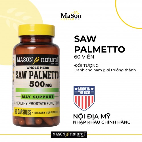 Mason Natural Saw Palmetto 500mg - Hỗ trợ điều trị phì đại tiền liệt tuyến
