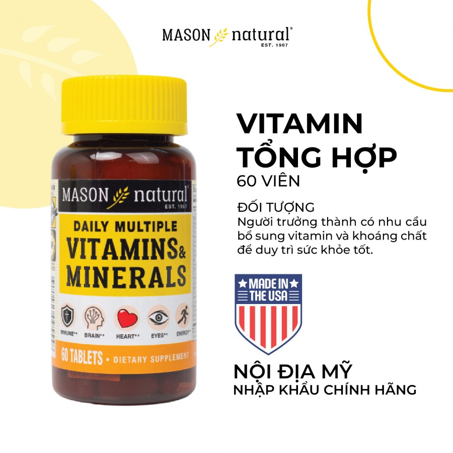 Mason Natural Daily Multiple Vitamins With Minerals - Bổ sung vitamin cho cơ thể