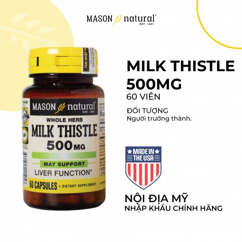 Mason Natural Milk Thistle 500mg - Hỗ trợ giải độc và tăng cường chức năng gan