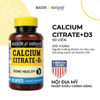 Mason Natural Calcium Citrate + D3 - Bổ sung canxi hữu cơ cho cơ thể (90 viên)