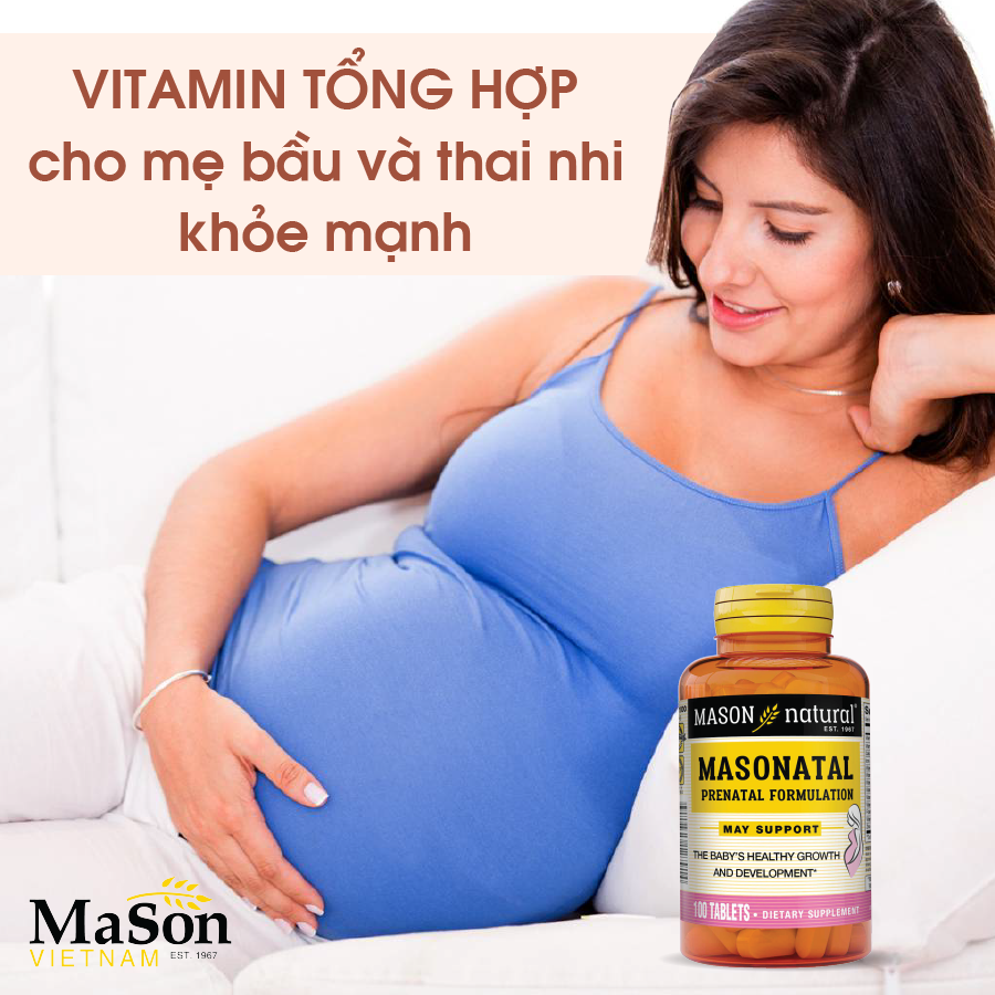 Masonatal Prenatal Formulation - Vitamin tổng hợp cho phụ nữ mang thai, cho con bú: Lọ 495.000đ/100 viên