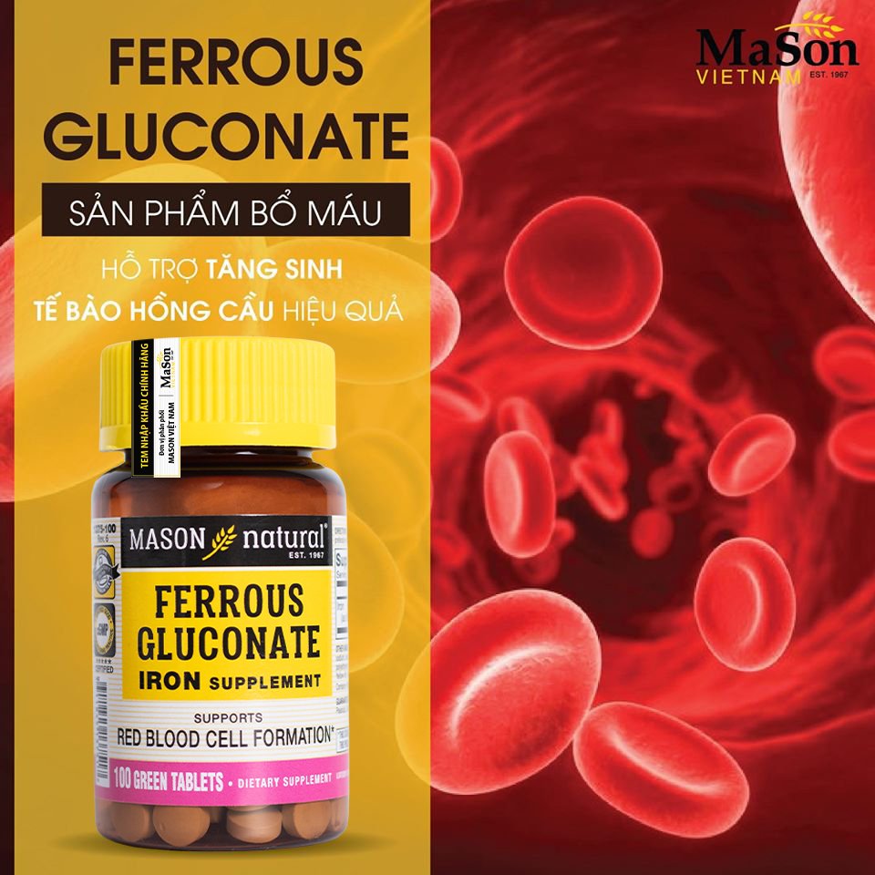 Mason Natural Ferrous Gluconate - Sắt hữu cơ mát 