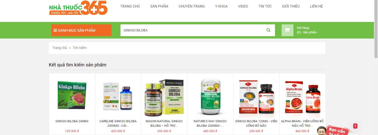 Nhà thuốc 365 - Nhà thuốc trực tuyến uy tín hàng đầu Việt Nam là một trong những dịa chỉ bán các loại Ginkgo Biloba chính hãng