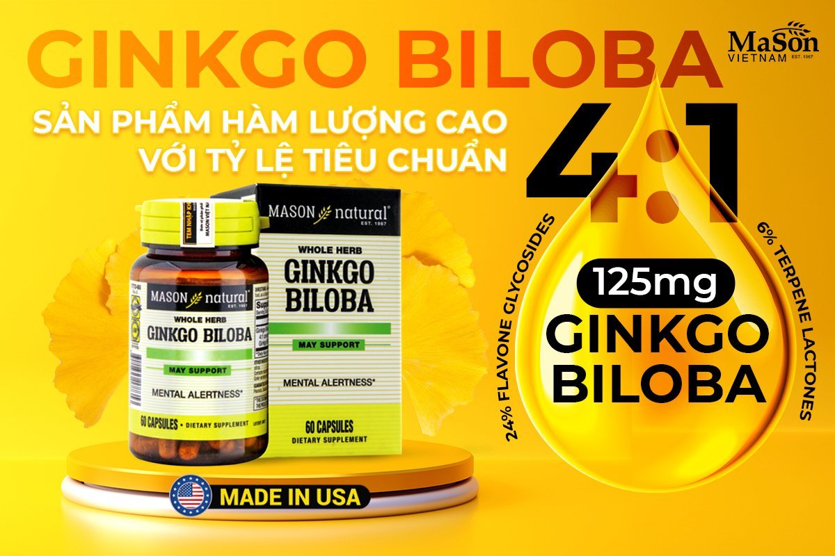Mason Ginkgo Biloba 125mg – Viên uống bổ sung Ginkgo Biloba chất lượng nhất cho người bị sương mù não
