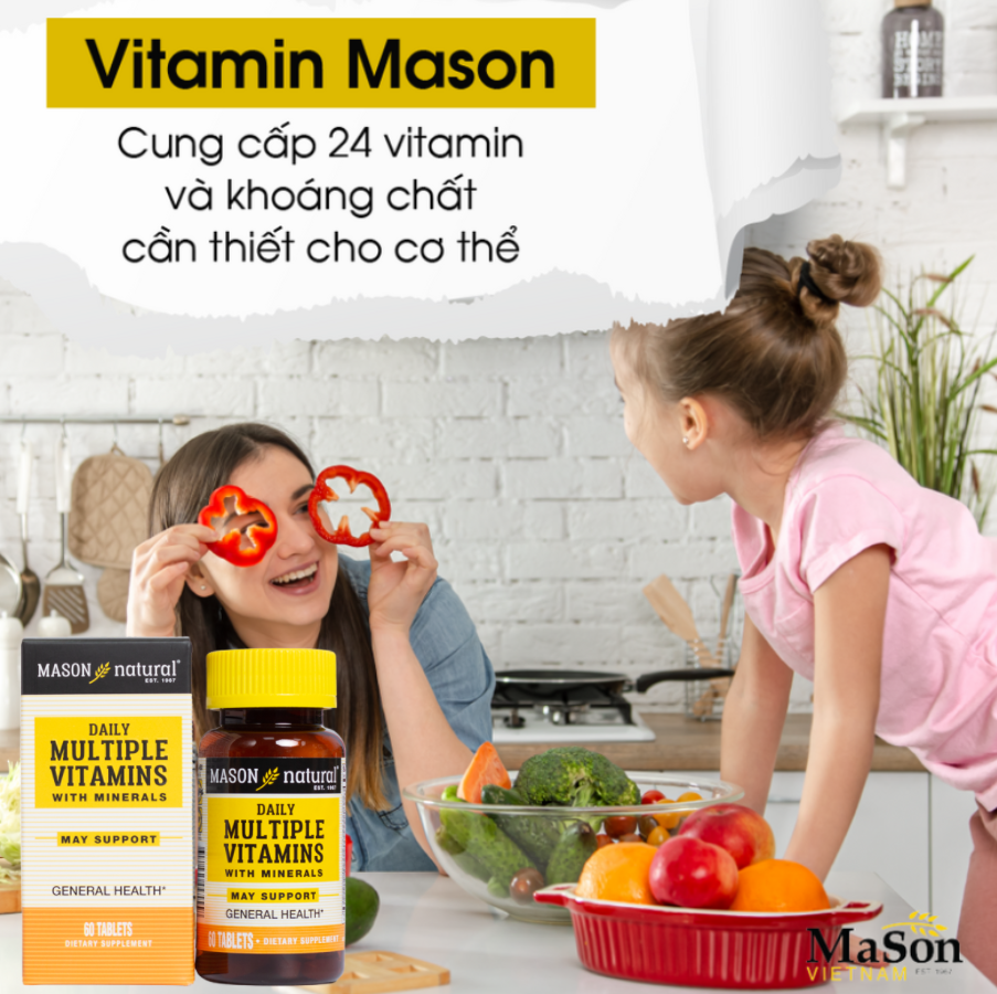 Mason Daily Multiple Vitamins - Hỗ trợ phòng ngừa tiểu đường với Chromium Yeast