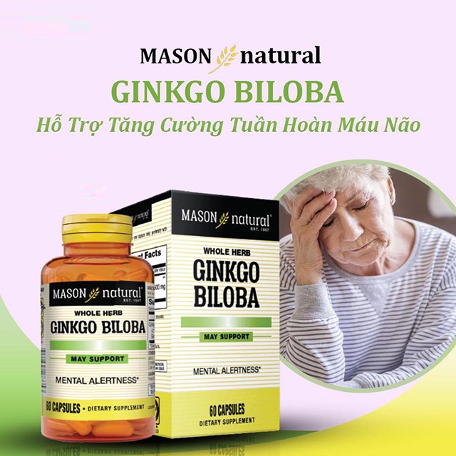 Mason Natural Ginkgo Biloba 125mg cho người thiếu máu não